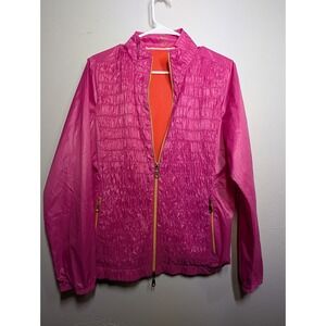 EP‎ Sport Pro Windbreaker Jacket Women's Size M Pink Full Zip Lined Ruched Front
